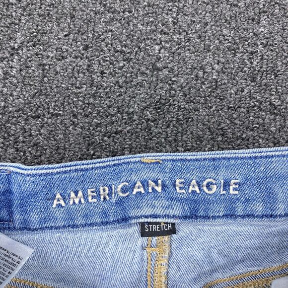 American Eagle Curvy Mom Jeans Raw Hem Light Wash Blue Women’s Size 0 Regular - Picture 6 of 7